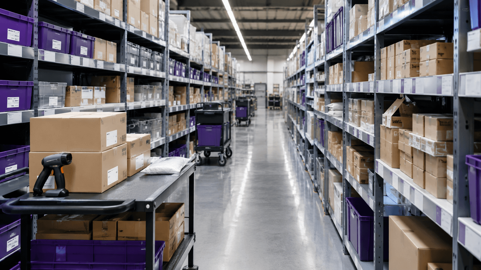 Shenzhen warehouse storage and fulfillment operations Shenzhen warehouse aisle with organized inventory shelves for ecommerce fulfillment storage